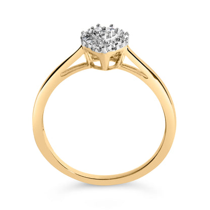 14K Yellow Gold Plated .925 Sterling Silver 1/10 Cttw Round-Cut Diamond Heart Engagement Ring (I-J Color, I3 Clarity) - Size 7