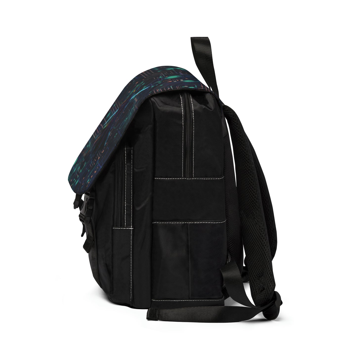 Cyberpunk Fusion: Neon Circuit Board Unisex Casual Shoulder Backpack
