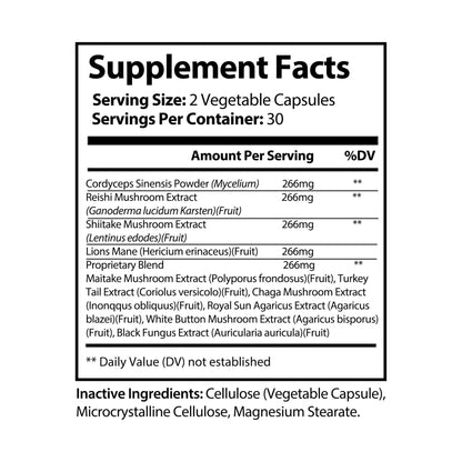DirkX Mushroom Blend Capsules: Elevate Your Mind, Strengthen Your Body! (60 Capsules)