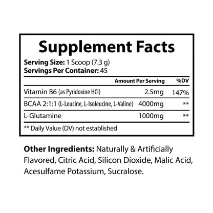 DirkX BCAA: The Science of Strength, The Power of Performance!, Watermelon (325g, 11.46oz, 45 servings)