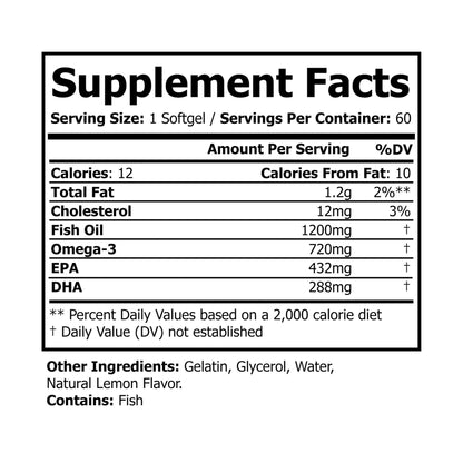 DirkX Omega 3 Fish Oil: Fuel Your Health, Ignite Your Potential! (60 Softgels)