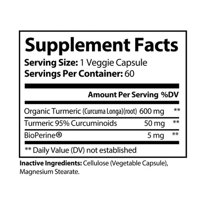 DirkX Turmeric with BioPerine®: The Power of Nature, The Science of Strength! (Black Pepper Fruit Extract) Supplement (60 Capsules)
