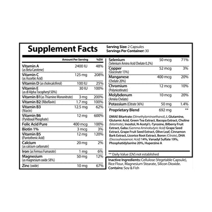 DirkX Brain Support Complex: Unlock Your Mental Edge, Elevate Your Focus! (60 Capsules)