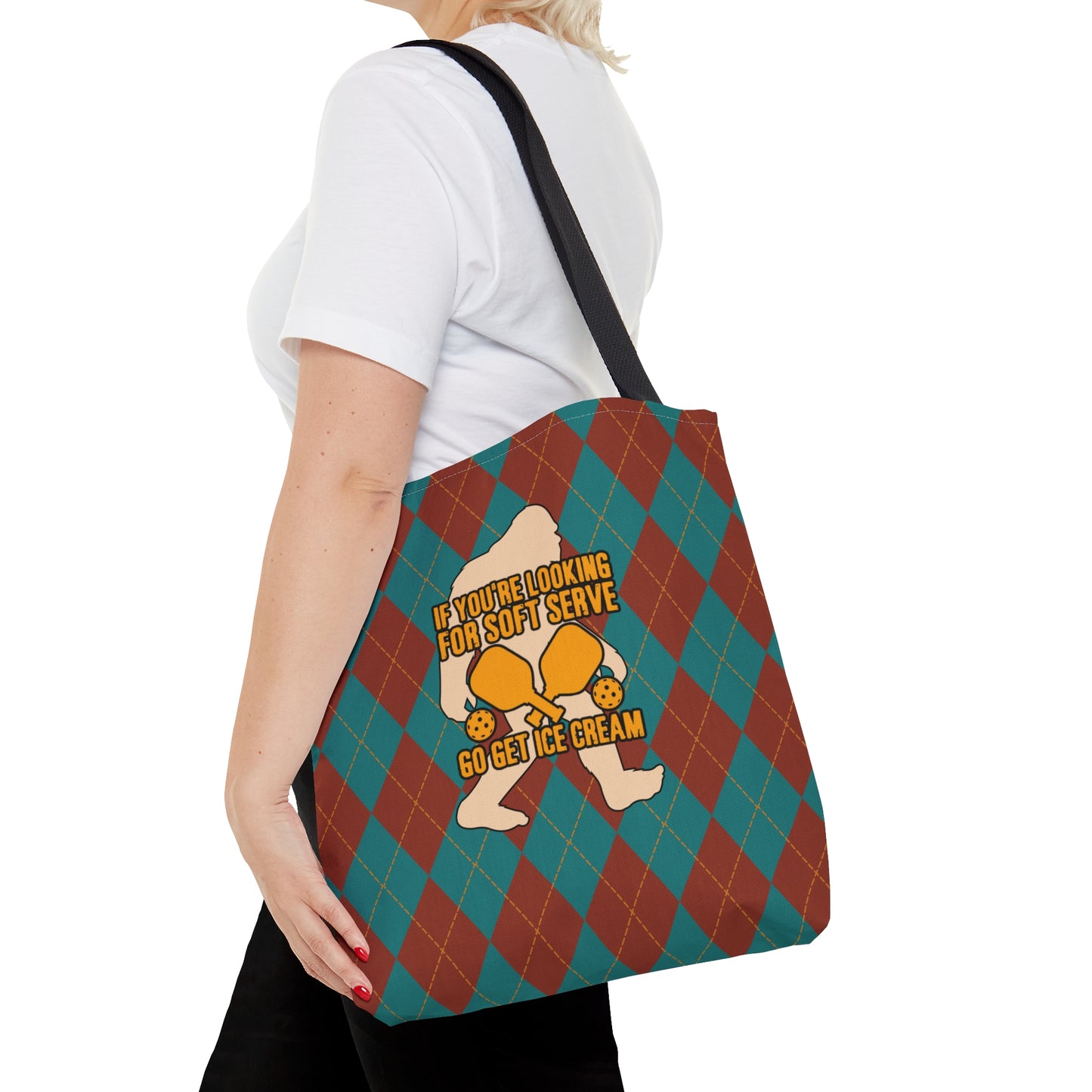 Vintage Rhombus Bigfoot Pickleball AOP Tote Bag - Tote Your Style with a Twist of Humor!