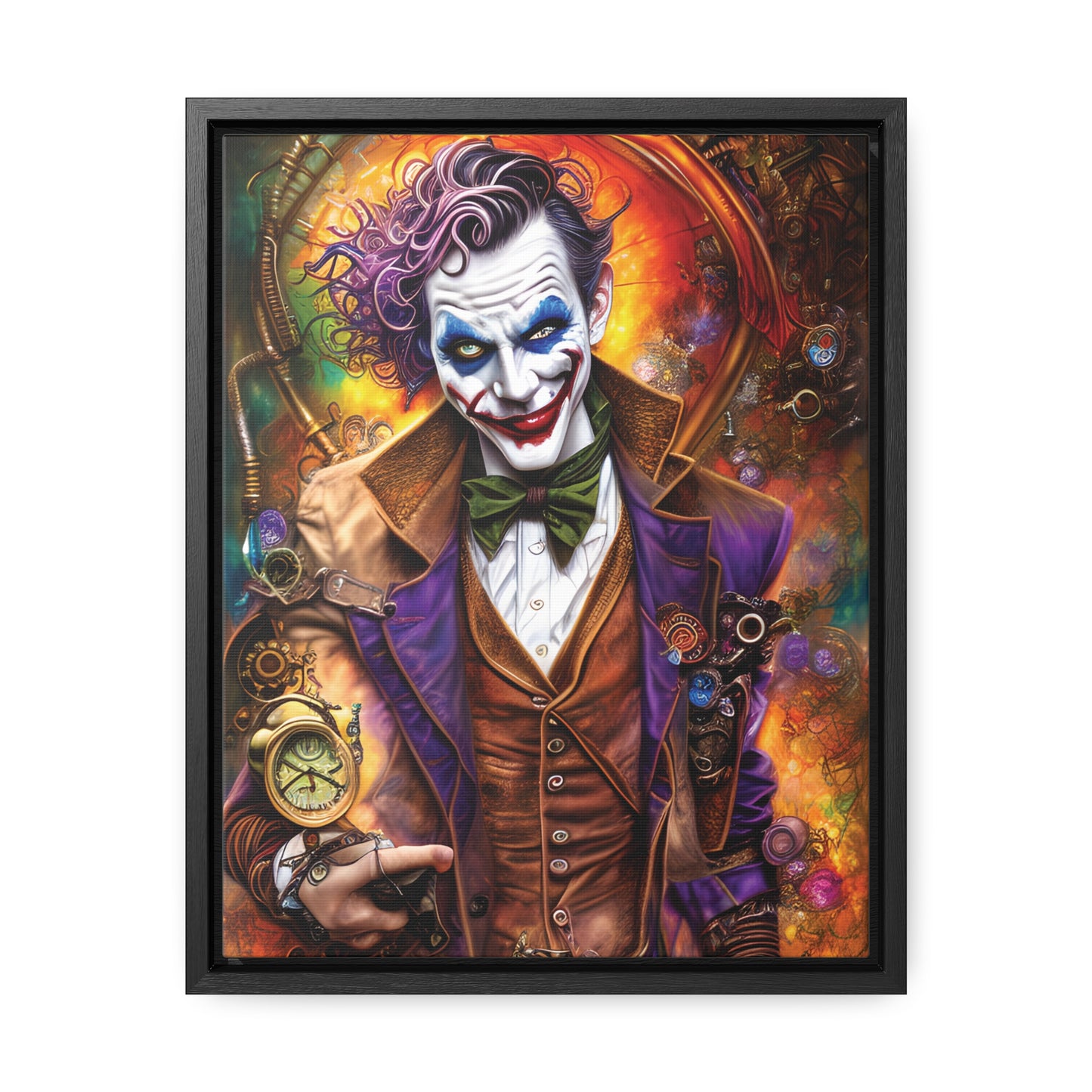 Steampunk-Joker-Hearts-Tribal-Fractal Gallery Canvas Wraps, Vertical Frame