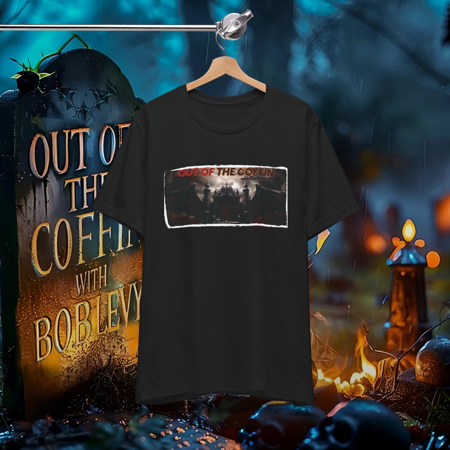 Out of the Coffin with the Rev Bob Levy No Stress Tee #levyverse In Multiple Sizes