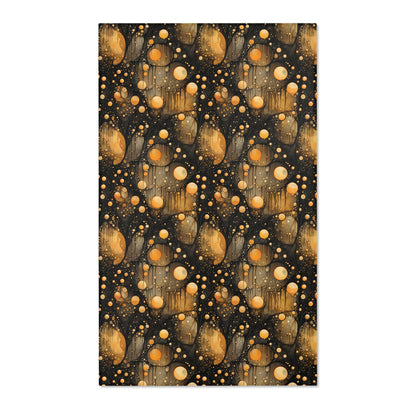 Halloween Yellow Orange Floating Blobs and Dark Area Rugs