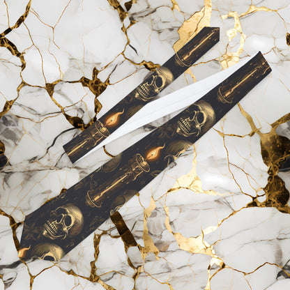 Skull & Candle Necktie – Gothic Skeleton Pattern Tie for Halloween and Alternative Fashion