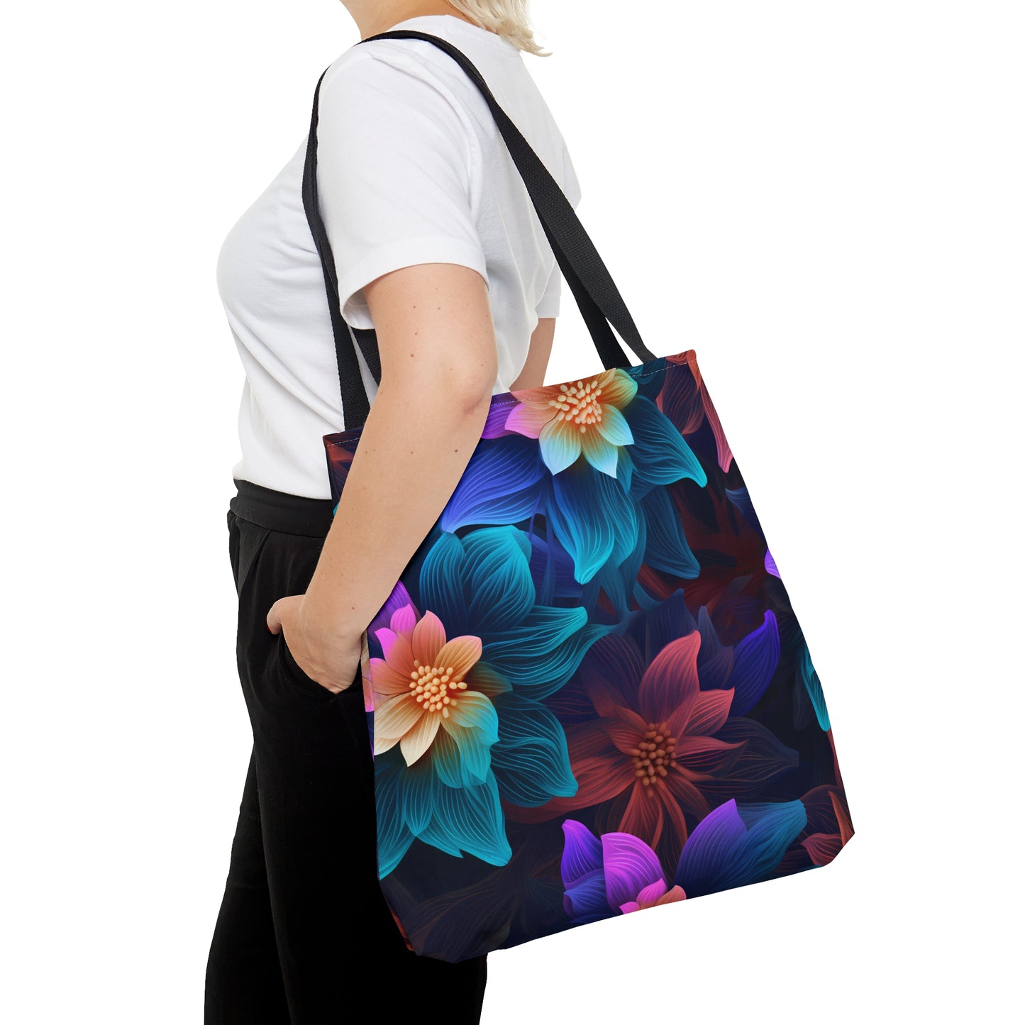 Neon Bloom Extravaganza All Over Print Tote Bag