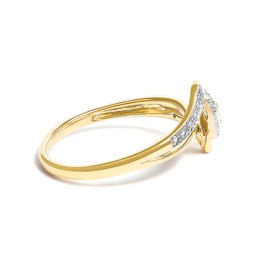 10K Yellow Gold Diamond Accent Filigree Heart Promise Ring (I-J Color, I3 Clarity)- Size 7
