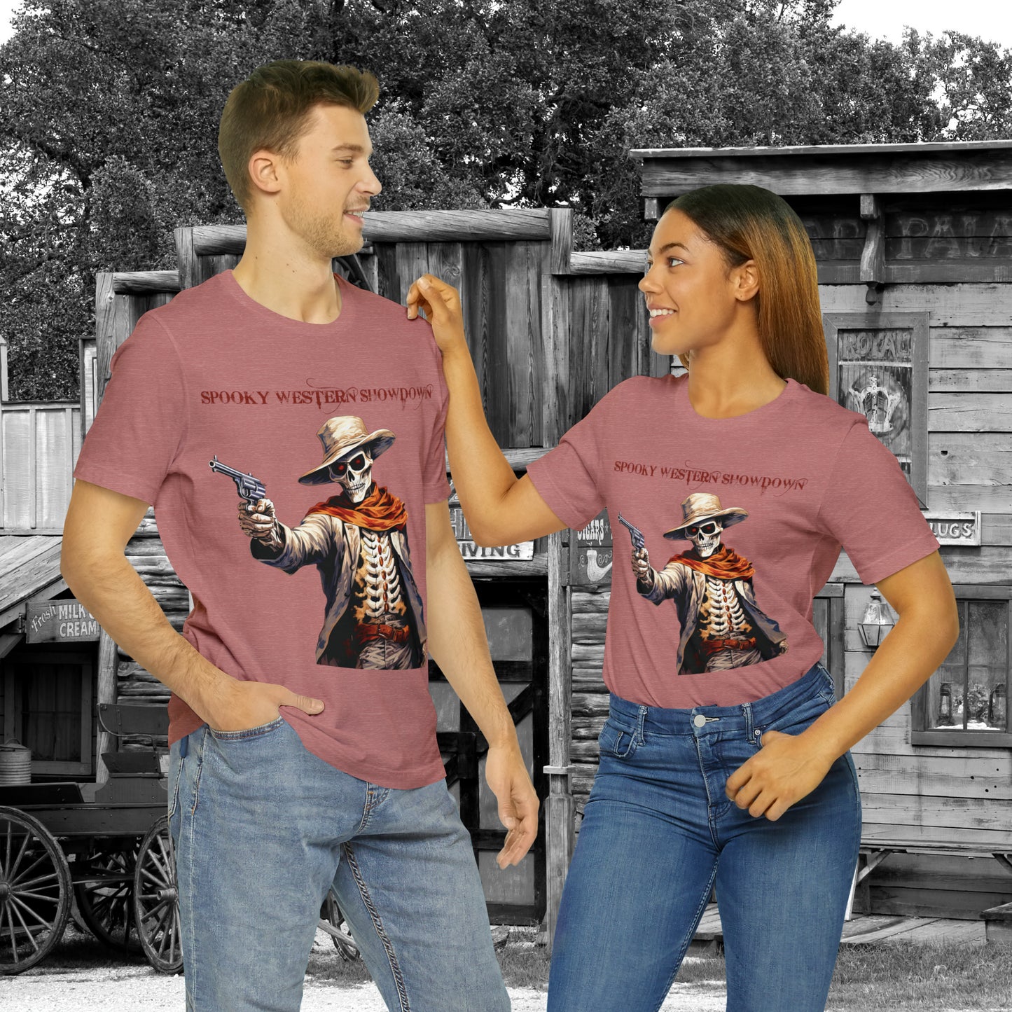 Spooky Western Showdown Western Halloween Unisex Jersey Short Sleeve Tee Gifts For Her Gifts For Him