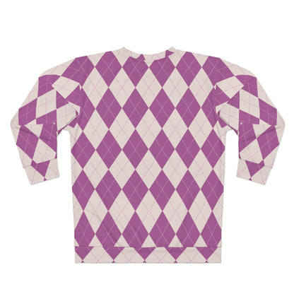 Vintage Purple Rhombus Pickleball Queen AOP Sweatshirt - Reign as the Queen of Dink in Style!