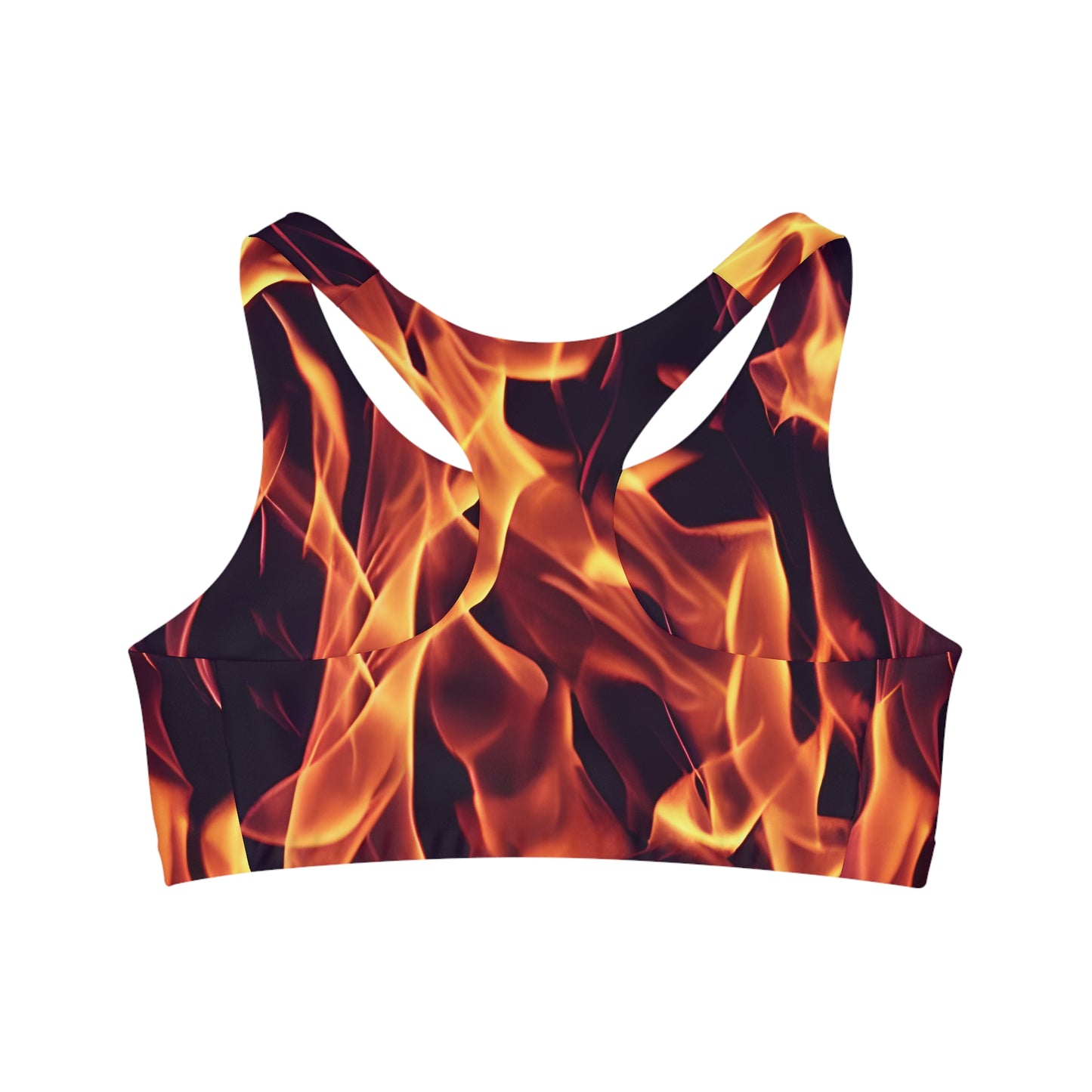 Elevate Your Workout: All Over Print Seamless Sports Bra with Dynamic Flames  Seamless Sports Bra (AOP)