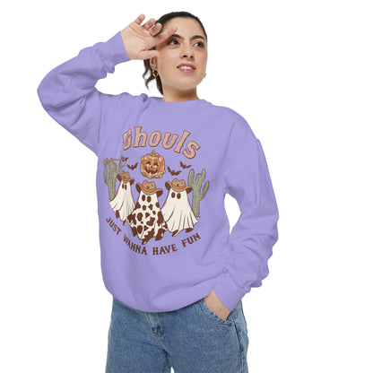 Ghouls Just Wanna Have Fun Western Halloween Unisex Garment-Dyed Sweatshirt