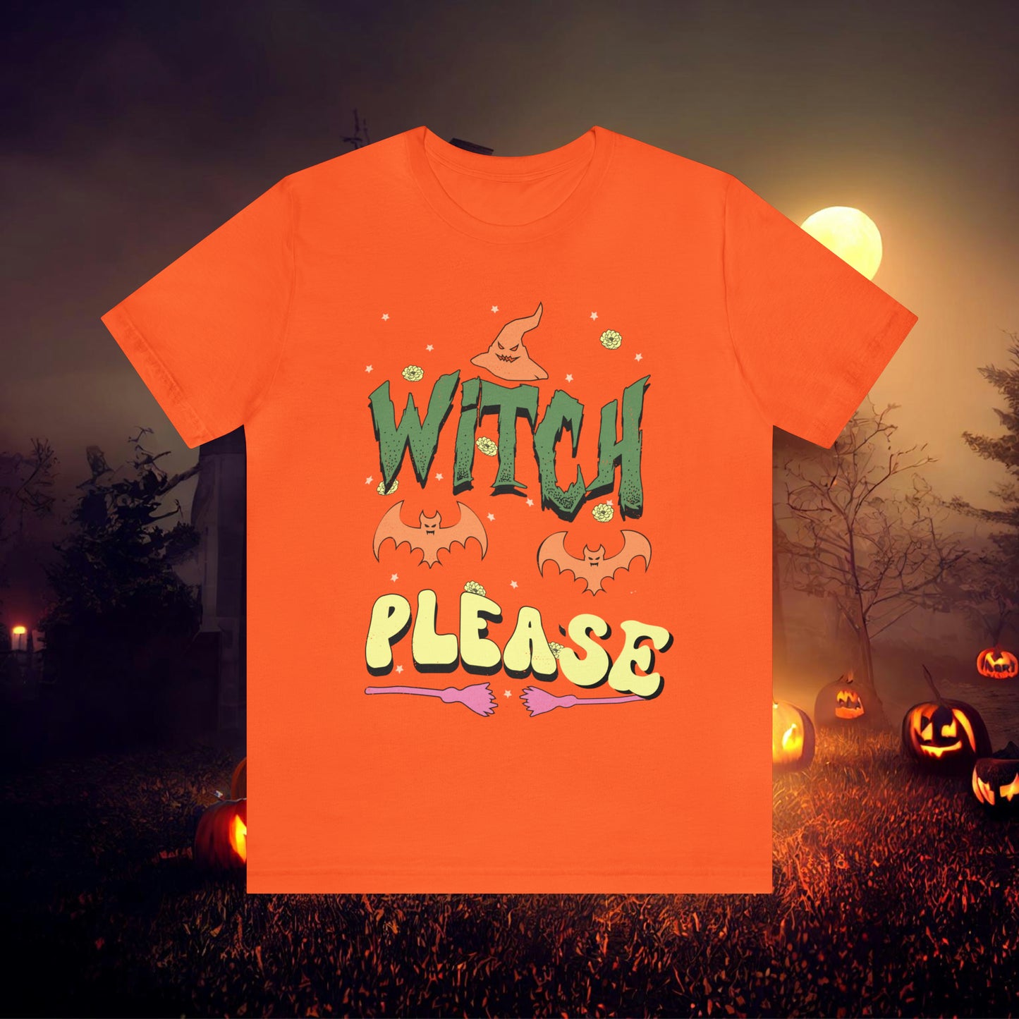 Witch Please Retro Groovy Halloween Unisex Jersey Short Sleeve Tee Gifts for Her Gifts for him