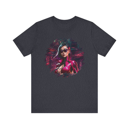 Cyberpunk Girl T-Shirt - Futuristic Cityscape Unisex Jersey Tee cyberpunk fashion