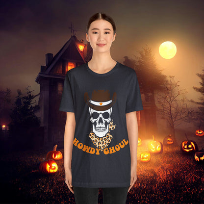 Howdy Ghoul Skeleton Sheriff Retro Halloween Unisex Jersey Short Sleeve Tee Gifts for her