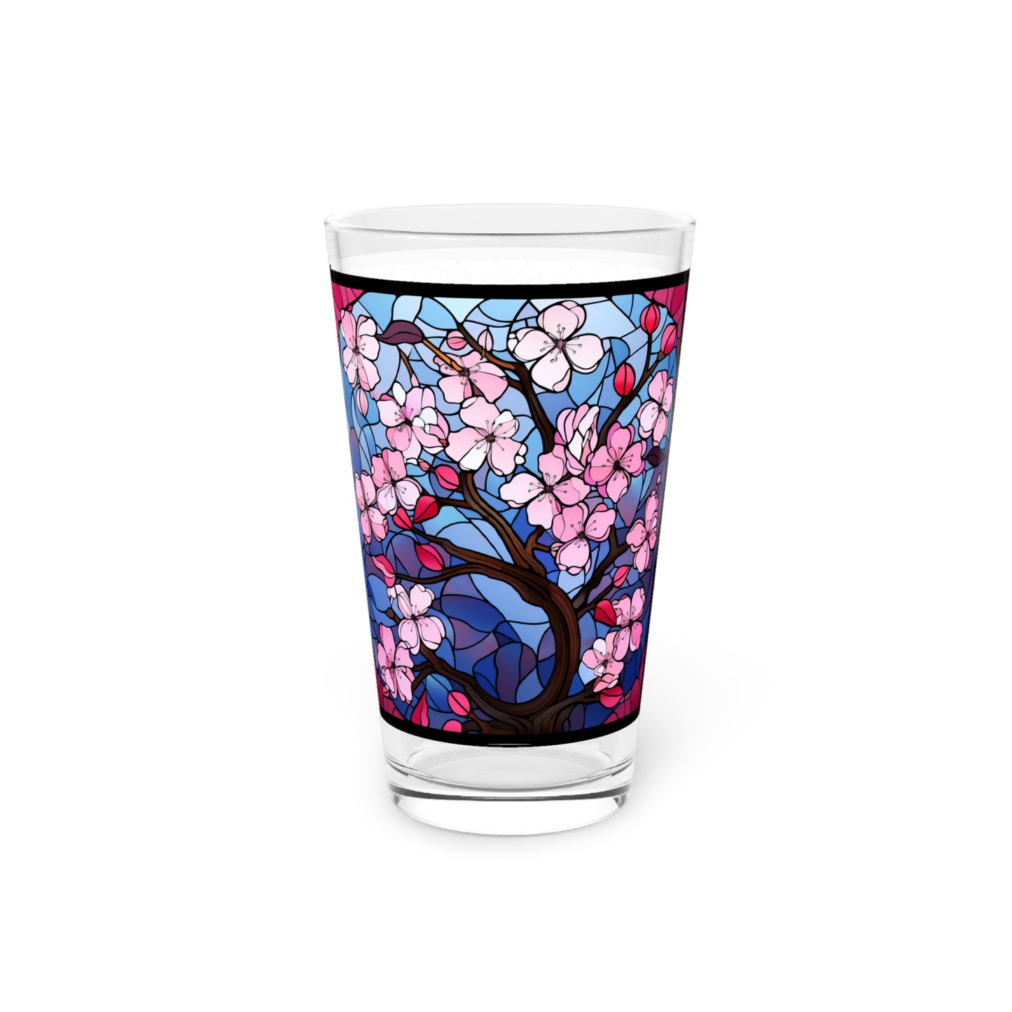 Cherry Blossoms in Full Bloom: A Stained Glass Masterpiece 16oz Pint Glass Gift idea gifts for home decor housewarming gift