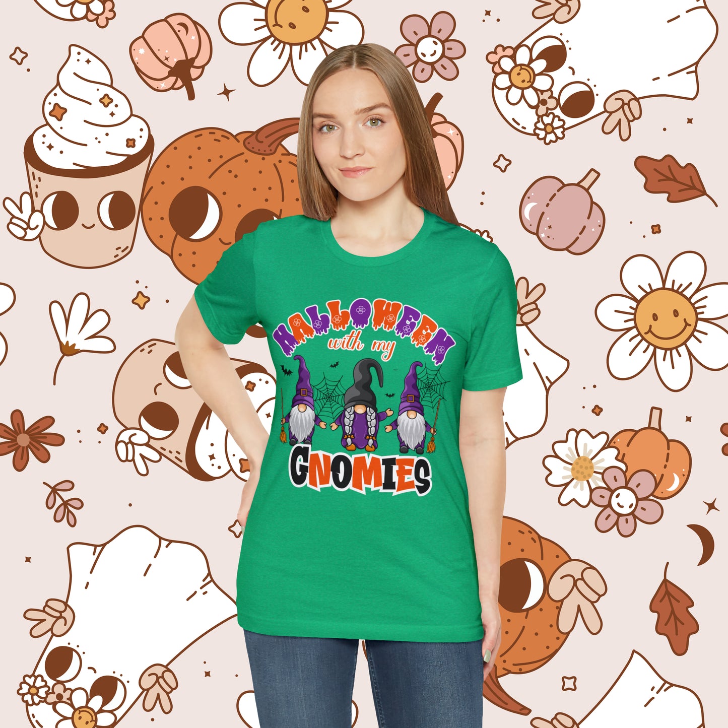 Halloween with my Gnomies Unisex Jersey Short Sleeve Tee Gifts for Him Gifts for Her