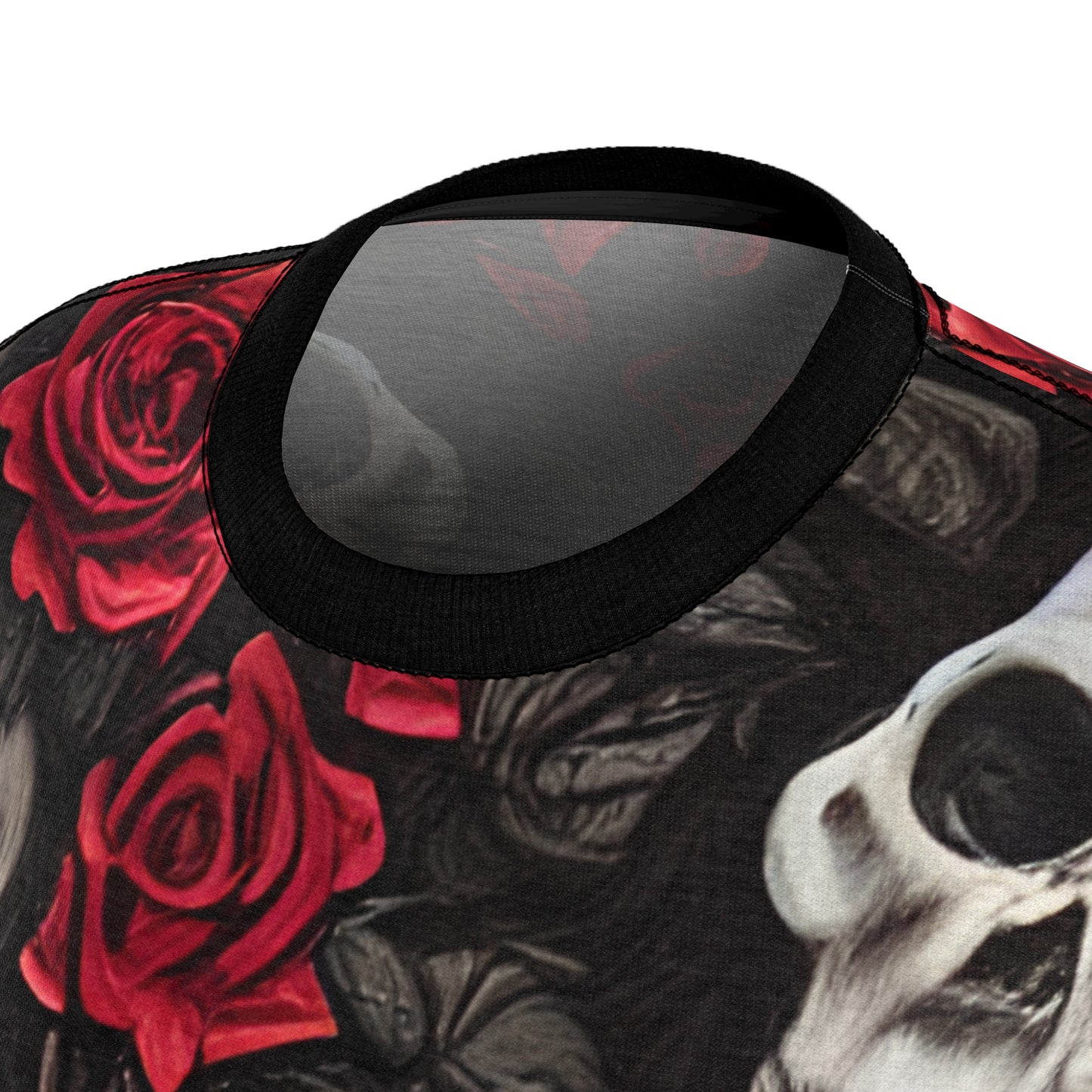 Hyper Realistic Skulls and Red Roses by artist Anne-Laure Goupil Women's Cut & Sew Tee (AOP)