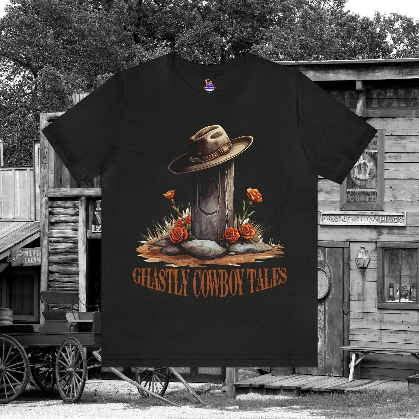 Ghastly Ghost Tales Western Halloween Unisex Jersey Short Sleeve Tee Gifts for Her Gifts for Him