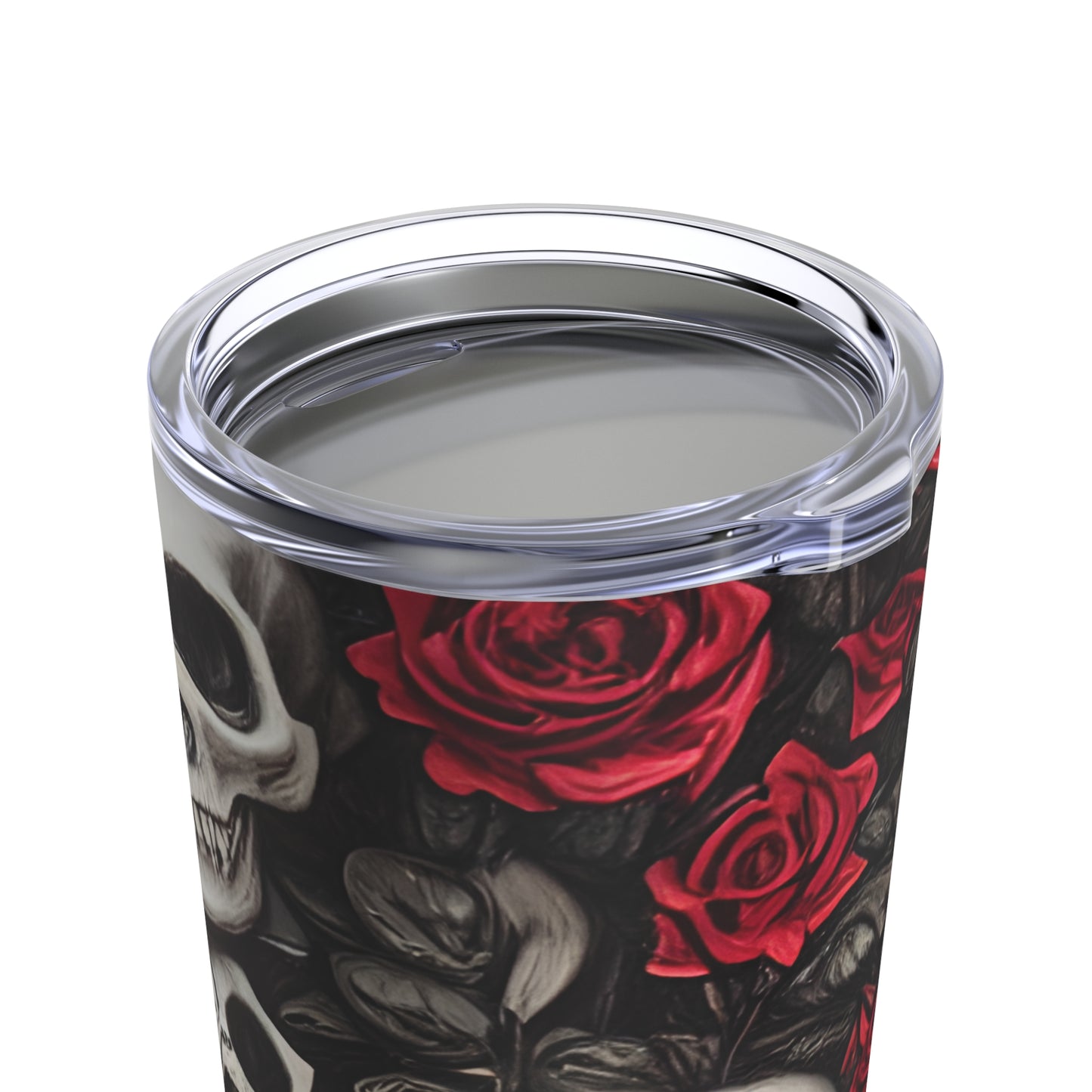 Hyper Realistic Skulls and Red Roses by artist Anne-Laure Goupil Tumbler 20oz