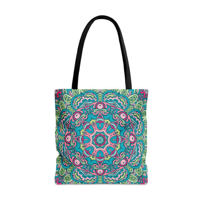 Green and Blue Boho Vibes Tote Bag - AOP Design for Stylish Carrying