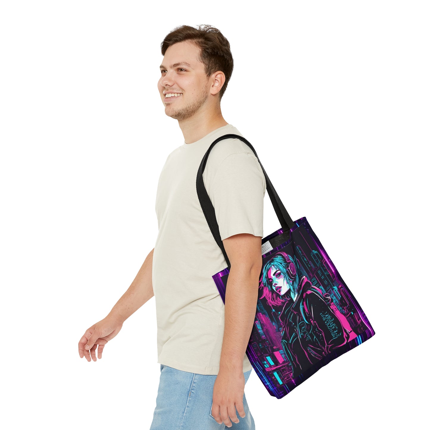 Neon Futuristic Lights Cyberpunk AOP Tote Bag