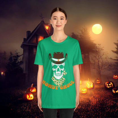 Howdy Ghoul Skeleton Sheriff Retro Halloween Unisex Jersey Short Sleeve Tee Gifts for her
