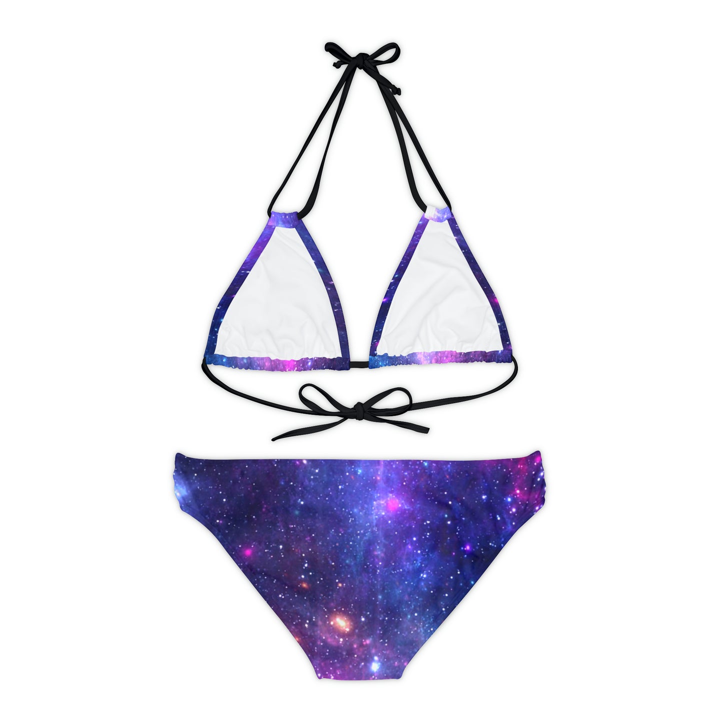 Purple Beyond the Stars Outer Space Out of this World Strappy Bikini Set (AOP)