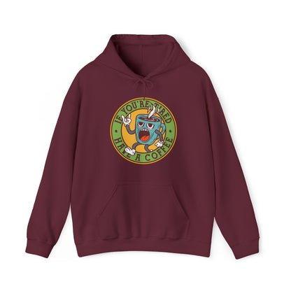 DirkyThreadz Coffee Lover's Hoodie - Playful Cartoon Design for Caffeine Enthusiasts"
