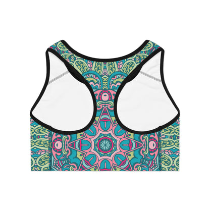 Green and Blue Boho Vibes Sports Bra - AOP Design for Stylish Support Sports Bra (AOP)