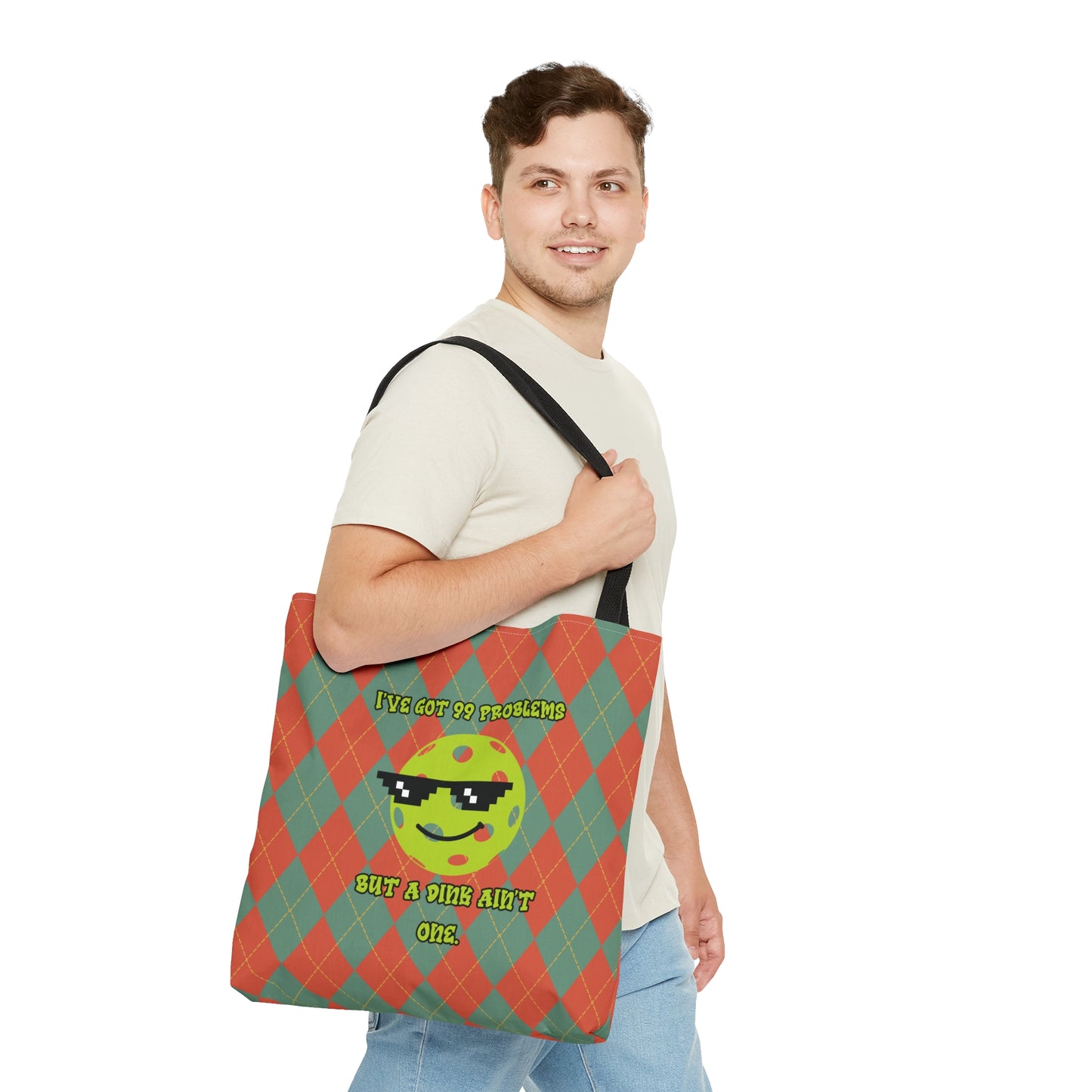 Vintage Rhombus Pattern Pickleball AOP Tote Bag - Carry Your Essentials with Humorous Style