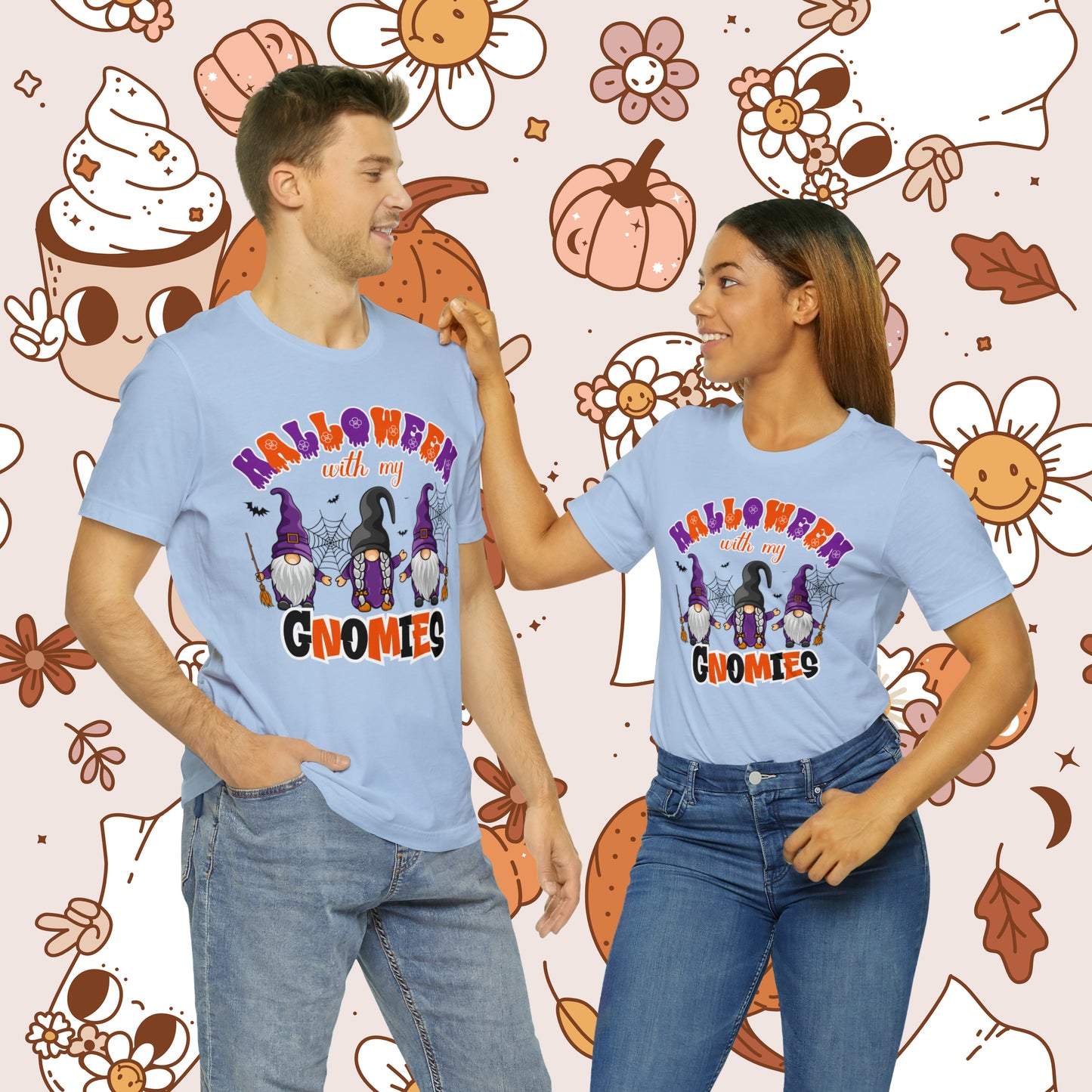 Halloween with my Gnomies Unisex Jersey Short Sleeve Tee Gifts for Him Gifts for Her