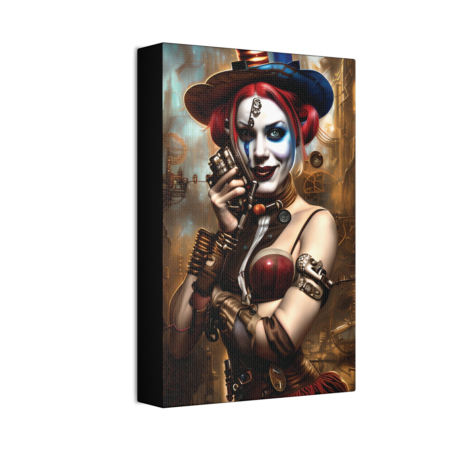 Hyper Realistic Steampunk Harley Quinn Canvas Stretched, 1.5''