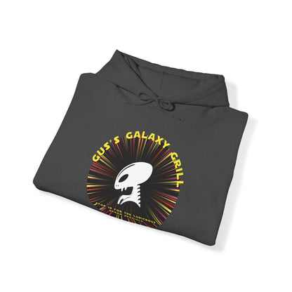 Gus's Galaxy Grill Unisex Heavy Blend™ Hooded Sweatshirt Hooded Hilarity, Galactic Gastro Couture, Intergalactic Apparel