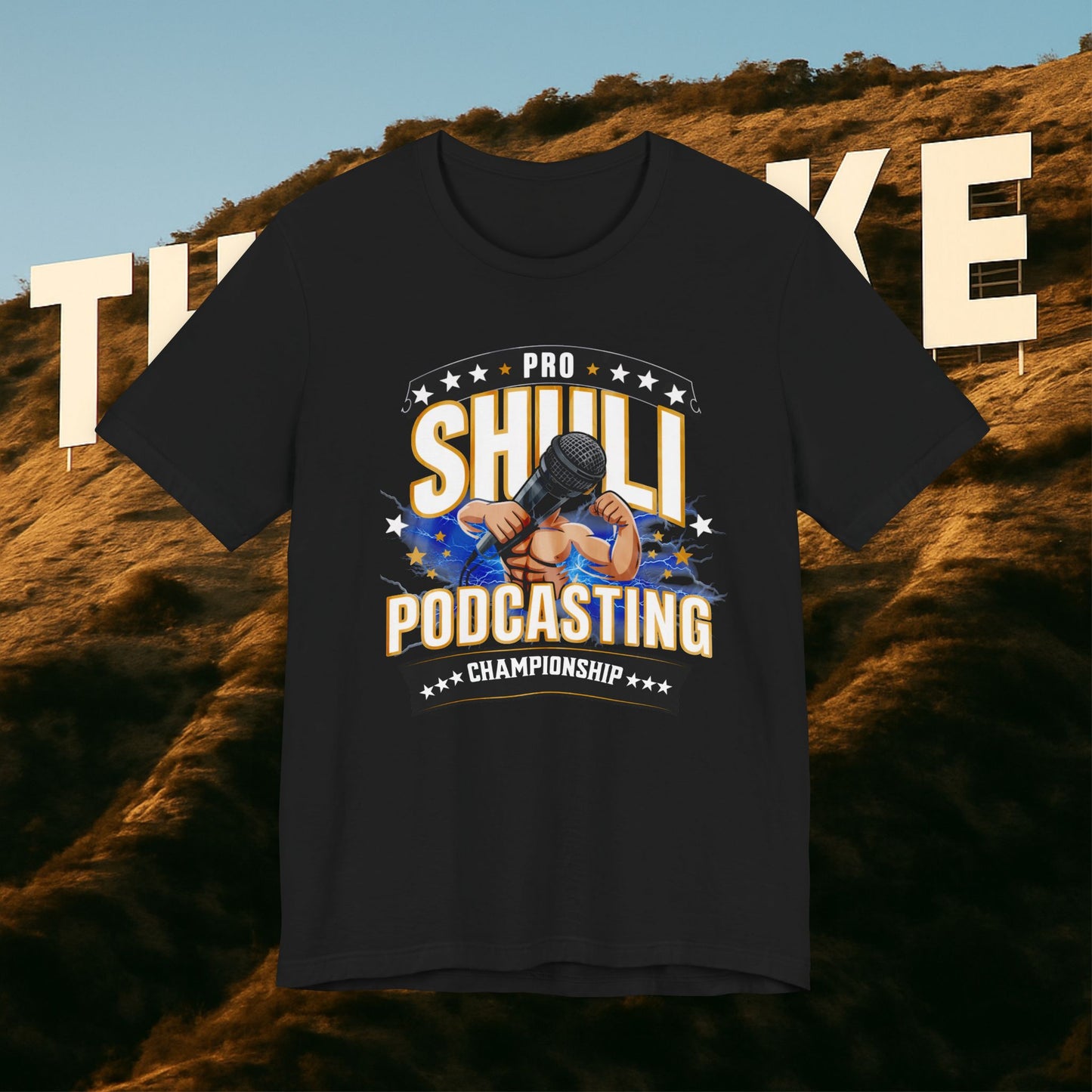 “Podcasting Championship Tee — Because Your Mic Deserves a Belt Too”