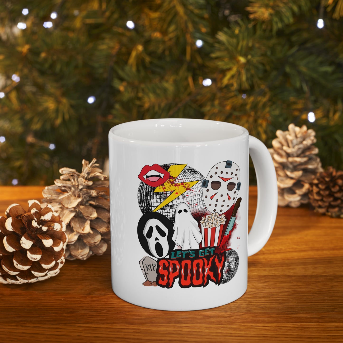 Let's Get Spooky Ghostface, Jason, ghosts Halloween Ceramic 11oz Mug 11oz Gifts for her Gifts for him