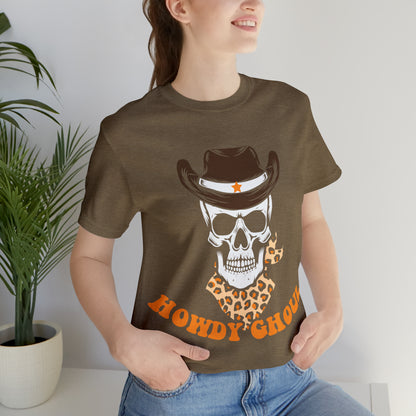 Howdy Ghoul Skeleton Sheriff Retro Halloween Unisex Jersey Short Sleeve Tee Gifts for her