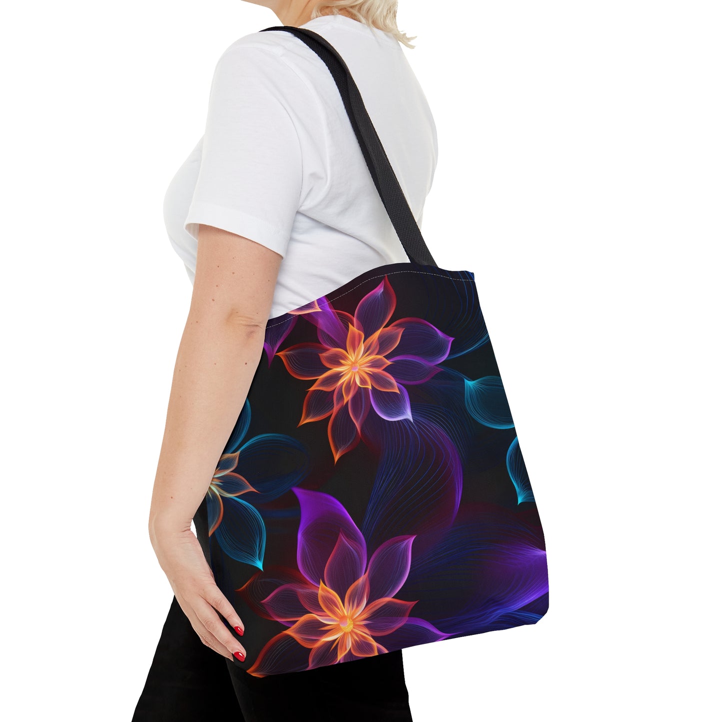 Funky Neon Petals All Over Print Tote Bag