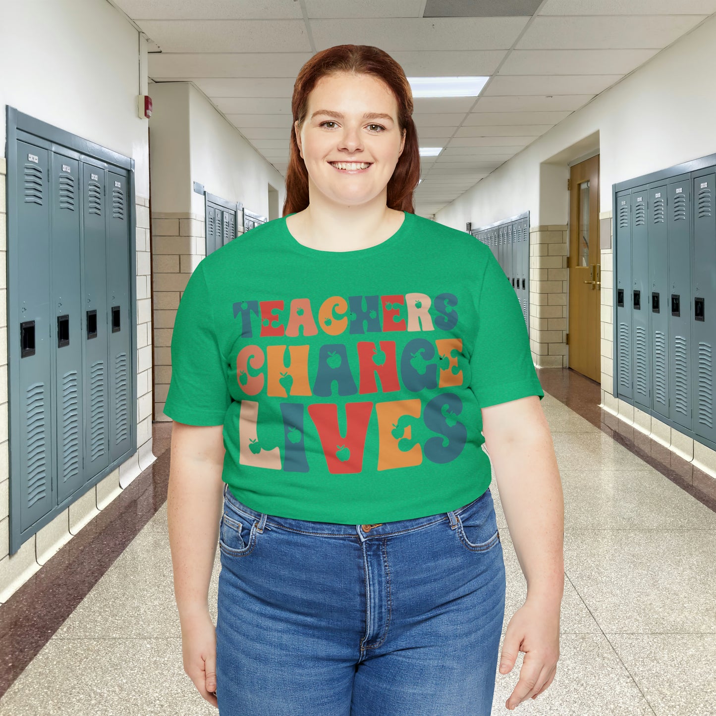 Colorful Teachers Change Lives Back to School Unisex Jersey Short Sleeve Tee Gifts for him, Gifts for Her