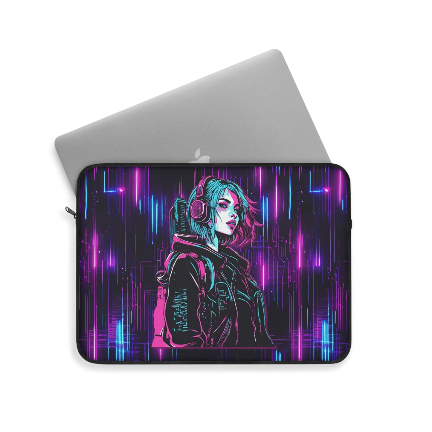 Laptop Sleeve - Neon Futuristic Lights Cyberpunk Girl