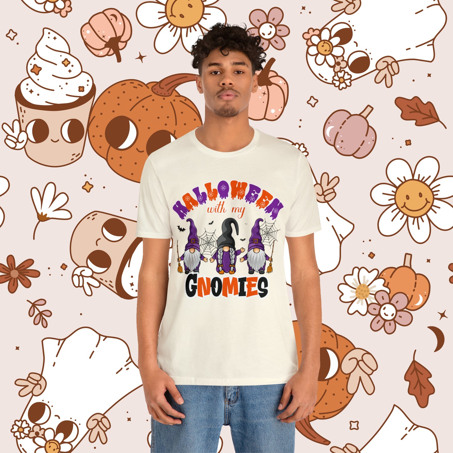 Halloween with my Gnomies Unisex Jersey Short Sleeve Tee Gifts for Him Gifts for Her