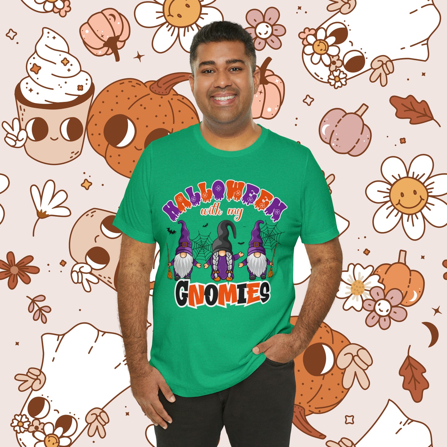 Halloween with my Gnomies Unisex Jersey Short Sleeve Tee Gifts for Him Gifts for Her