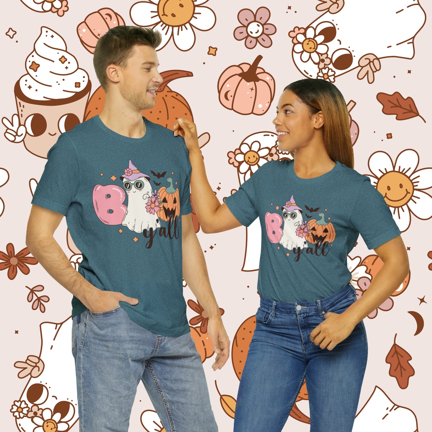 Retro Groovy Boo Y'all Unisex Jersey Short Sleeve Tee Halloween Gifts for Her Gifts for Him