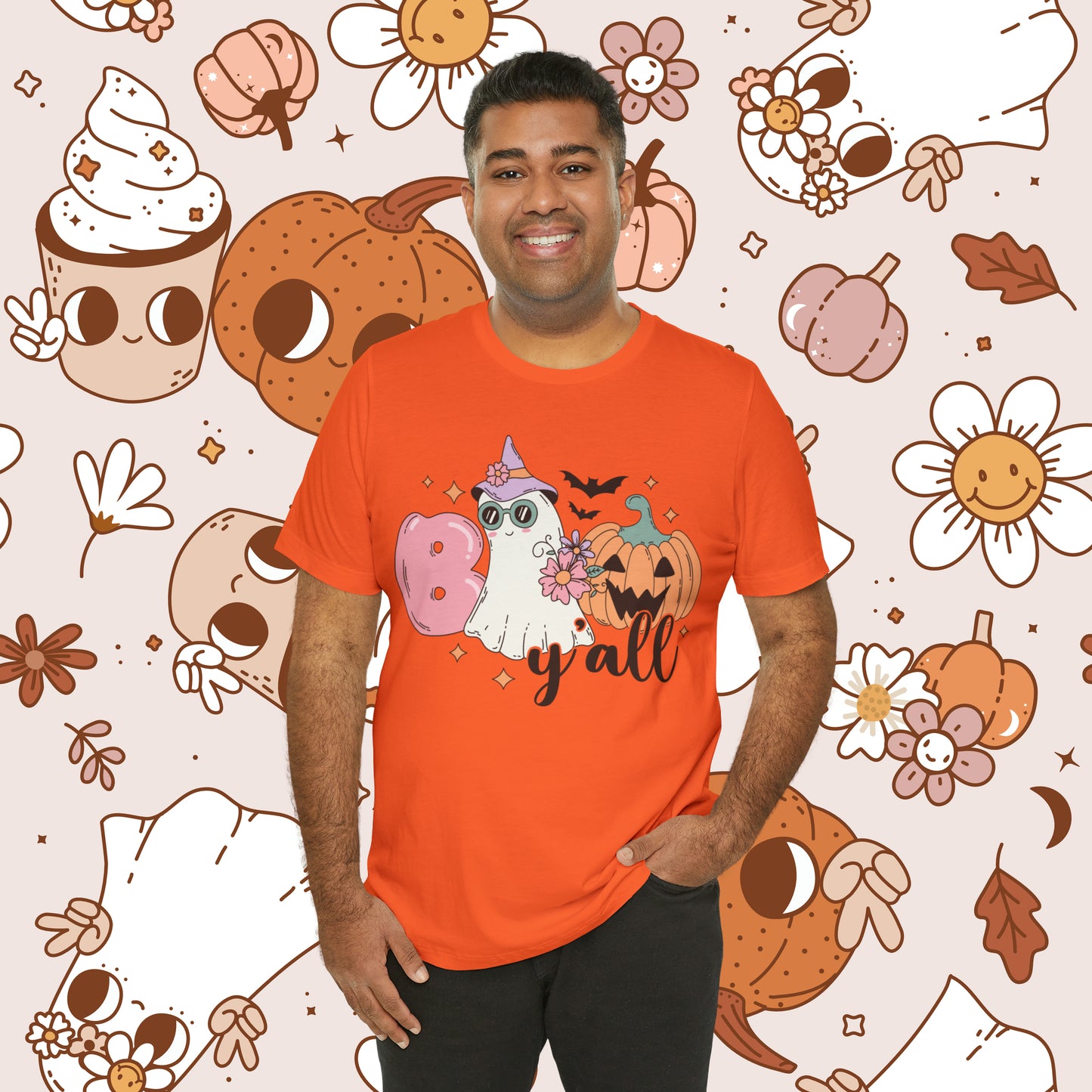 Retro Groovy Boo Y'all Unisex Jersey Short Sleeve Tee Halloween Gifts for Her Gifts for Him