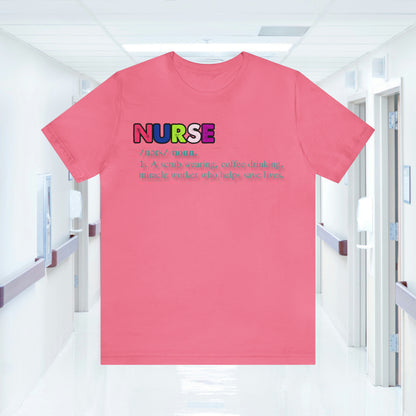 Definition of a Nurse Unisex Jersey Tee Bella+Canvas 3001 Healthcare Gift Medical Students, Soft Fabric, Various Sizes Available