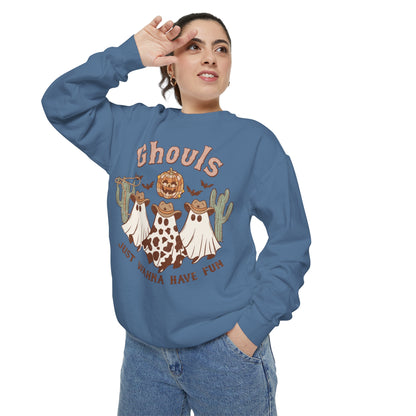 Ghouls Just Wanna Have Fun Western Halloween Unisex Garment-Dyed Sweatshirt