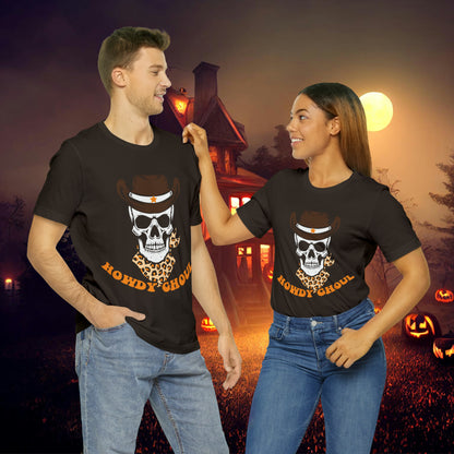 Howdy Ghoul Skeleton Sheriff Retro Halloween Unisex Jersey Short Sleeve Tee Gifts for her