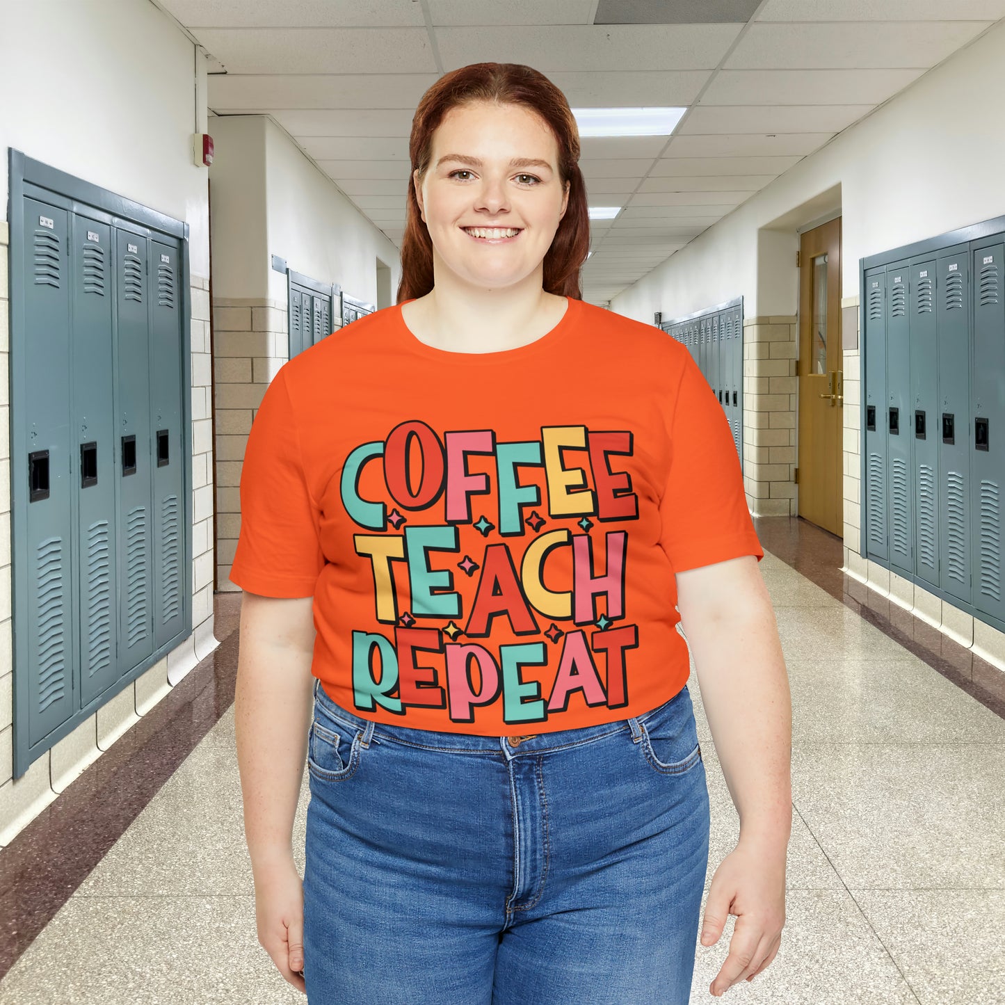 Coffee Teach Repeat Unisex Jersey Short Sleeve Tee